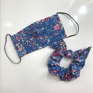 Floral Face Mask Nose Wire and Matching Scrunchie